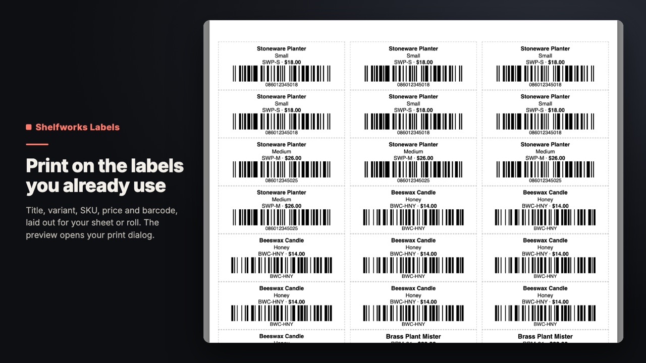 Shelfworks Labels: Print on the labels you already use